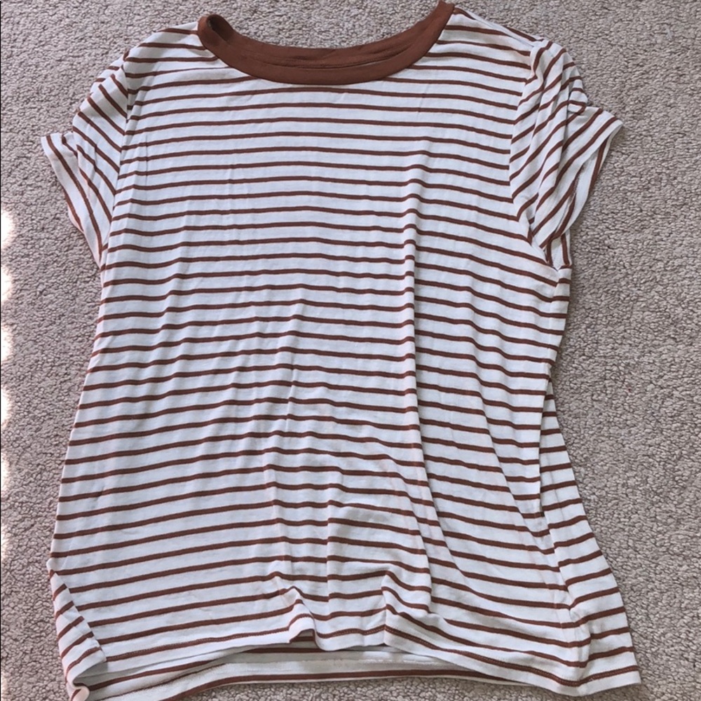 Brown & White Striped AE Tee